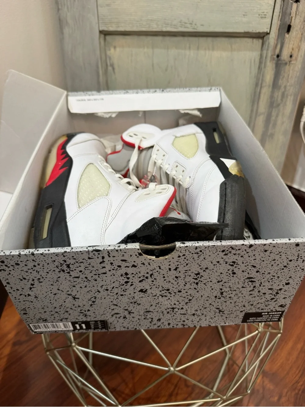 Nike Air Jordan V 5 Retro White Fire Red Black 2020 Silver Tongue Size 11